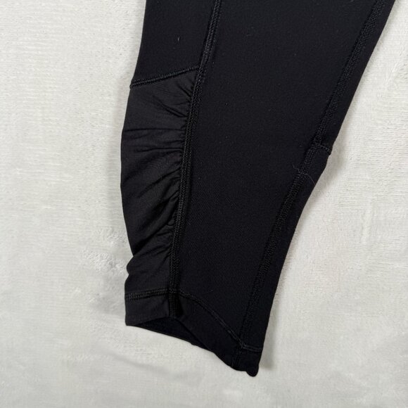 Lululemon Leggings Women Size 6 Scrunch Leg W26 L22 Black Gym Yoga Hidden Pocket - Picture 7 of 7